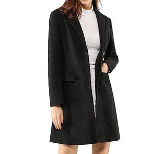 Allegra K Notched Lapel Single Breasted Longline Coat S *NWT*